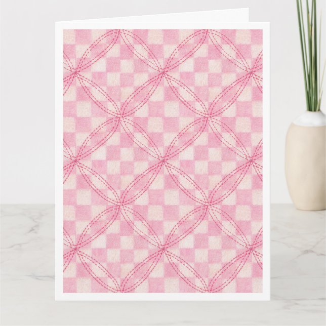 ROSA CHECK QUILT Big Birthday Card / White Kort (Framsida)
