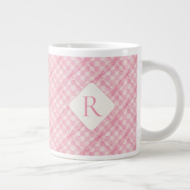 ROSA CHECK QUILT Big White Mugg + Initial Jumbo Mugg (Höger)