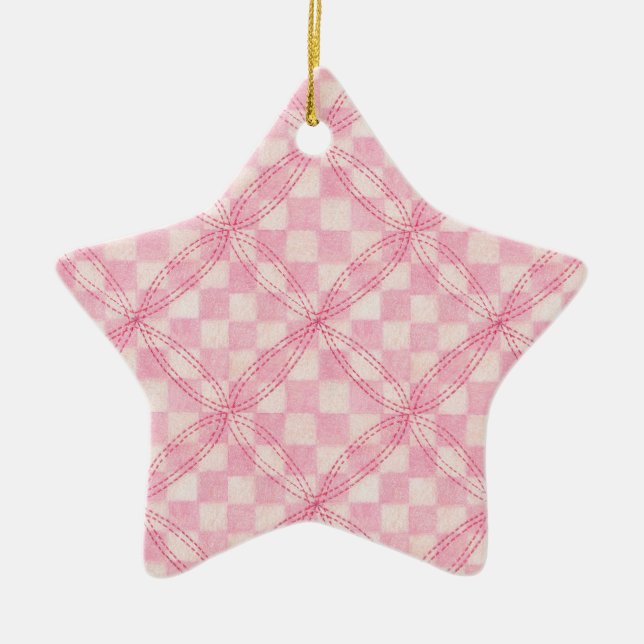 ROSA CHECK QUILT Ceramic Star Ornament (Framsidan)