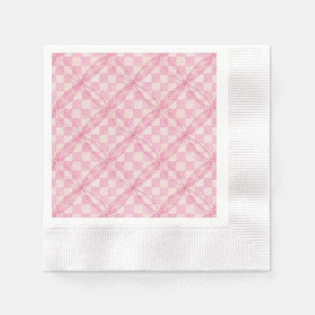 ROSA CHECK QUILT Cocktail Papper Napkins Pappersservett (Framsidan)