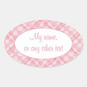 ROSA CHECK QUILT Oval Matte Stickers Ovalt Klistermärke