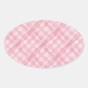 ROSA CHECK QUILT Oval Stickers Ovalt Klistermärke