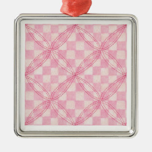 ROSA CHECK QUILT Premium Square Ornament