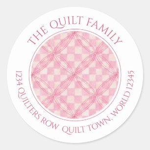 ROSA CHECK QUILT Small Round Adress Sälar Runt Klistermärke
