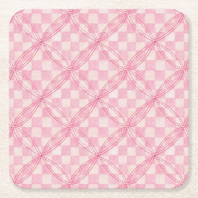 ROSA CHECK QUILT Square Papper Underlägg (Framsidan)