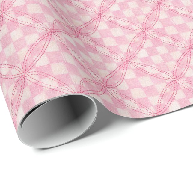 ROSA CHECK QUILT Wrapping Papper Presentpapper (Rullad Hörn)