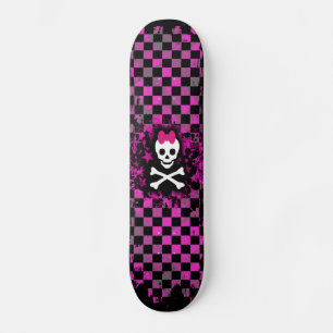 Rosa Check Skull Princess Skateboard