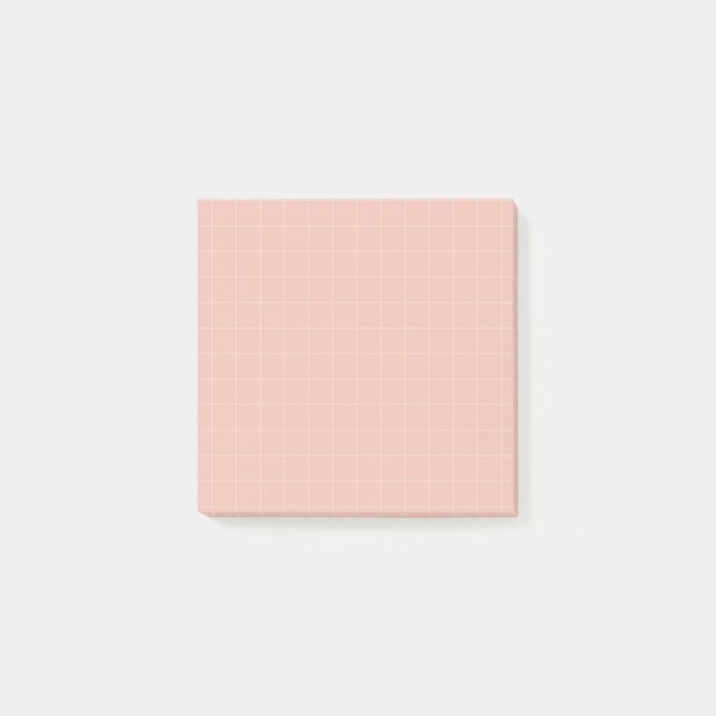 Rosa Checkated Mönster Sweet Grid Design Office Post-it Block (Framsida)