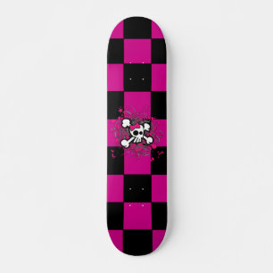 Rosa Checker Girly Döskalle skateboard