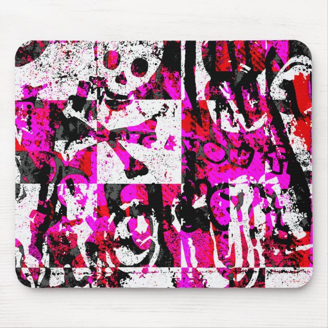 Rosa Checker Graffiti Mouse Pad Musmatta (Framsidan)