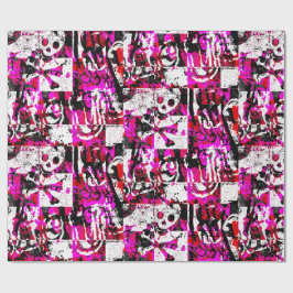 Rosa Checker Graffiti Wrapping Papper Presentpapper