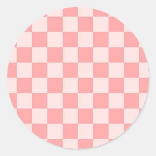 Rosa Checkerboard Runt Klistermärke