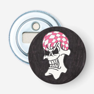 Rosa Checkerboard Skull Flaska-öppnare Flasköppnare