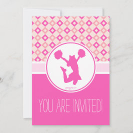 Rosa Checkered Diamonds Cheer/Pom Party-inbjudan Inbjudningar