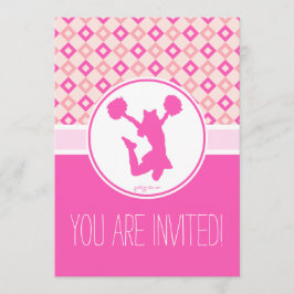 Rosa Checkered Diamonds Cheer/Pom Party-inbjudan Inbjudningar