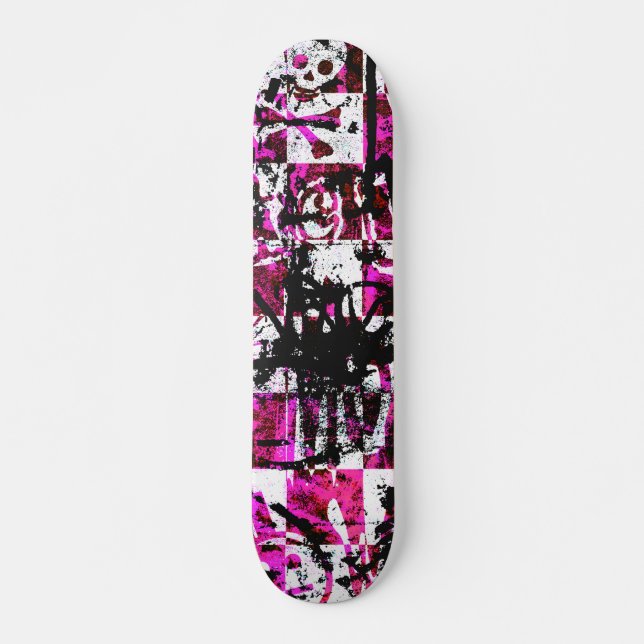 Rosa Checkers Skateboard Bräda 20 Cm (Framsida)