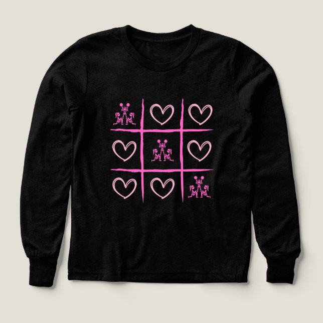 Rosa Cheer Tic-Tac-Toe Alla hjärtans dag Tröja (Design framsida)