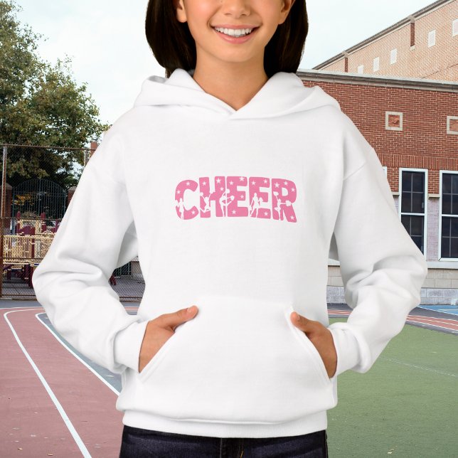 Rosa Cheer Typography Girl Kids T Shirt (Skapare uppladdad)