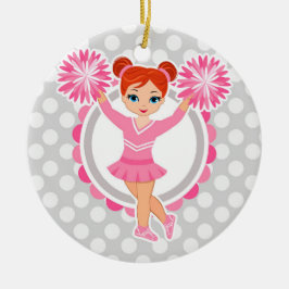 Rosa CheerLeader-Rödhåriget - Cute Cheer Julgransprydnad Keramik