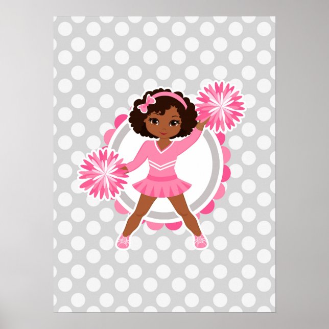 Rosa Cheerledare African American - Cute Cheer Poster (Framsidan)