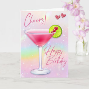 Rosa Cheers Grattis på födelsedagen Greeting Card Kort