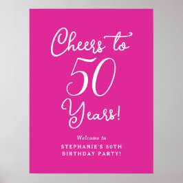 Rosa Cheers till 50 år 50:e födelsedagsvälkomstsky Poster