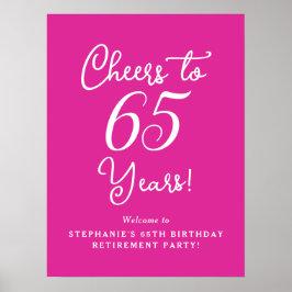Rosa Cheers till 65 års Pension Party Välkommen Poster