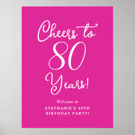 Rosa Cheers till 80 års födelsedag Välkomna Poster