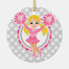Rosa Cheerwriter Blonde - Cute Cheer Julgransprydnad Keramik