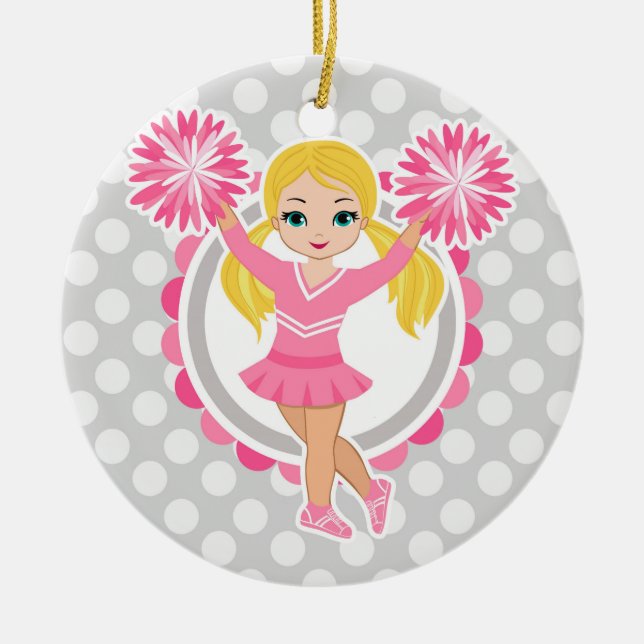 Rosa Cheerwriter Blonde - Cute Cheer Julgransprydnad Keramik (Framsidan)