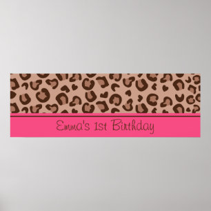 Rosa Cheetah Birthday Banner Poster