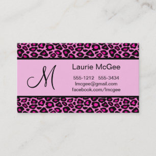 Rosa Cheetah för Monogram/Leopard (#BUS 023) Visitkort