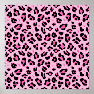 Rosa Cheetah Leopard Print Black Spots Mönster Poster