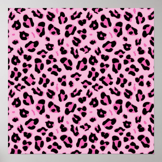 Rosa Cheetah Leopard Print Black Spots Mönster Poster (Framsidan)
