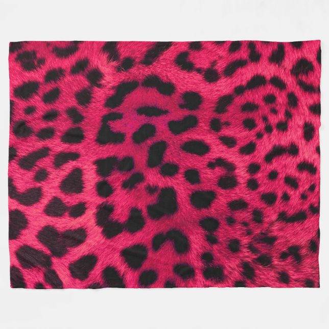 Rosa Cheetah Päls Mönster Fleece Blanket (Framsidan (Horisontell))