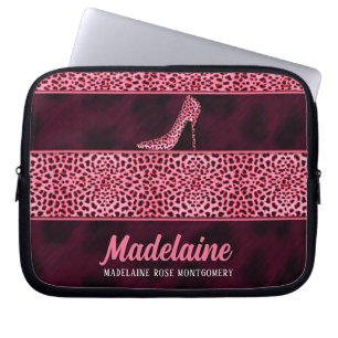 Rosa Cheetah Skriv ut med Stiletto Heel Laptop Fodral