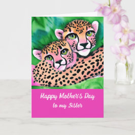 Rosa Cheetah Unge + Mamma Sister Mors dag Kort