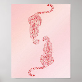 Rosa Cheetah Wall Art Print, Trendig Wall Art Poster