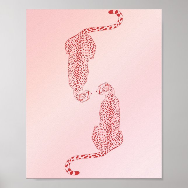 Rosa Cheetah Wall Art Print, Trendig Wall Art Poster (Framsidan)
