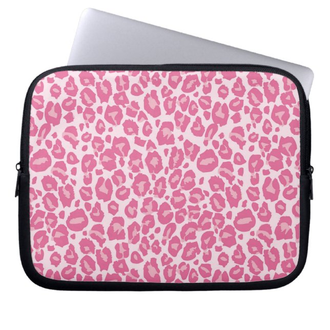 Rosa Cheetahtryck Laptop Sleeve (Framsidan)