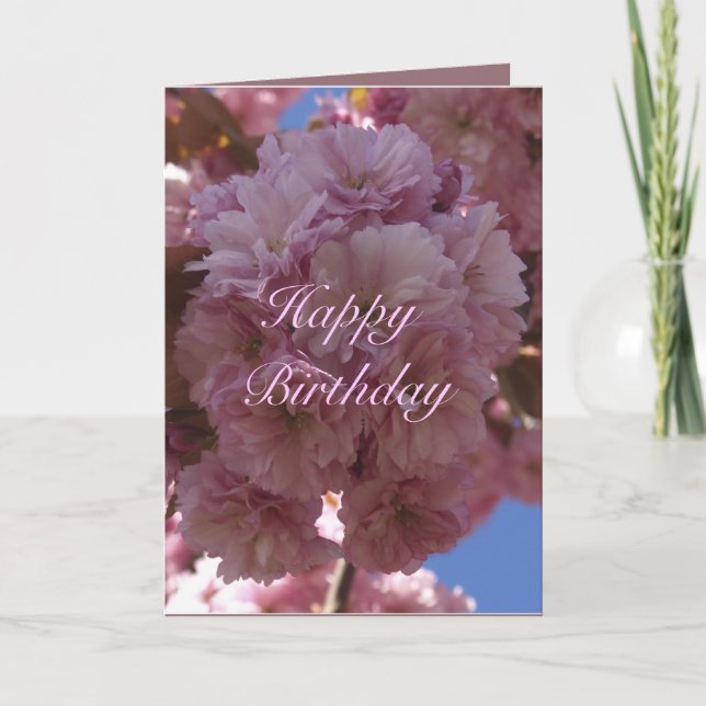 Rosa Cherry Blommar Birday Card Kort (Framsida)
