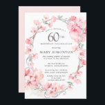 Rosa Cherry Blommar Blommigt 60:e födelsedag Inbjudningar<br><div class="desc">Elegant oval silver ram dekoreras med feminin spray av körsbärsblommar i rosa. Din 60:e födelsedagsfest-information skrivs i mitten i mjuk grått-text. Den här födelsedagsinbjudan koordinerar med den 60:e Blommarna för körsbärssamling som innehåller de mallar du kan använda för att enkelt skapa en inbjudan till söt och party dekorationer. Du bör...</div>