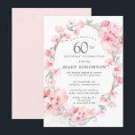Rosa Cherry Blommar Blommigt 60:e födelsedag Inbjudningar<br><div class="desc">Elegant oval silver ram dekoreras med feminin spray av körsbärsblommar i rosa. Din 60:e födelsedagsfest-information skrivs i mitten i mjuk grått-text. Den här födelsedagsinbjudan koordinerar med den 60:e Blommarna för körsbärssamling som innehåller de mallar du kan använda för att enkelt skapa en inbjudan till söt och party dekorationer. Du bör...</div>