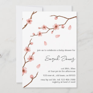 Rosa Cherry Blommar Blommigt Baby Shower-inbjudan Inbjudningar