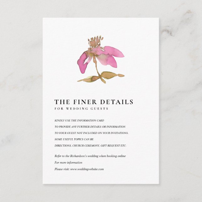  ROSA CHERRY BLOMMAR BLOMMIGT BRÖLLOP DETALJE TILLÄGGSKORT (Framsida)