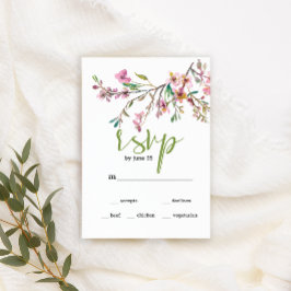 Rosa Cherry Blommar Blommigt Bröllop OSA Card