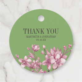 Rosa Cherry Blommar Blommigt Bröllop Tack Gåvor Etiketter