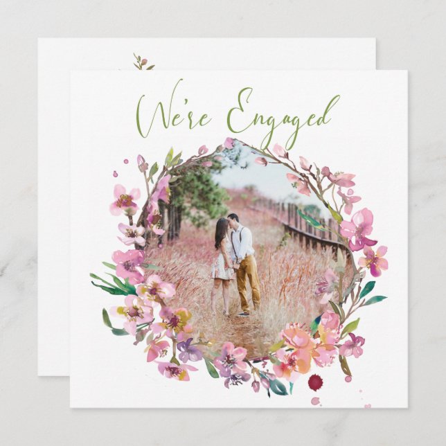 Rosa Cherry Blommar Blommigt Lägg till bild Förlov (Fram/baksida)