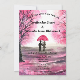 Rosa Cherry Blommar blommigt par Bröllop Inbjudningar