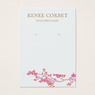 Rosa Cherry Blommar Blommigt Visning Card Visitkort